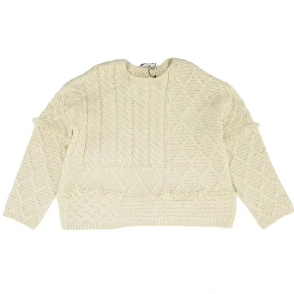 Zara Ivory Pullover Sweater Woven Textures. NWT! S. - Picture 14 of 15